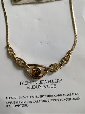 Vendome Gold-plated Necklace And Earring Set with Amber Crystal